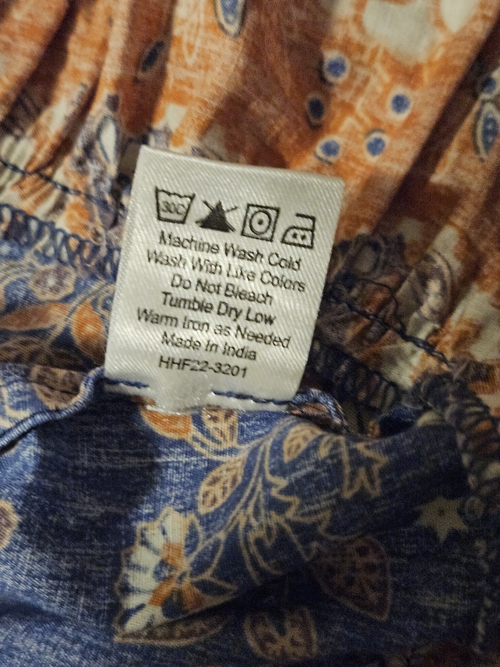 Boho Floral Ruffle Women’s Top - Blue & Orange-Size Medium-NWOT - Picture 11 of 12